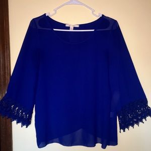 Blue women's long sleeve blouse